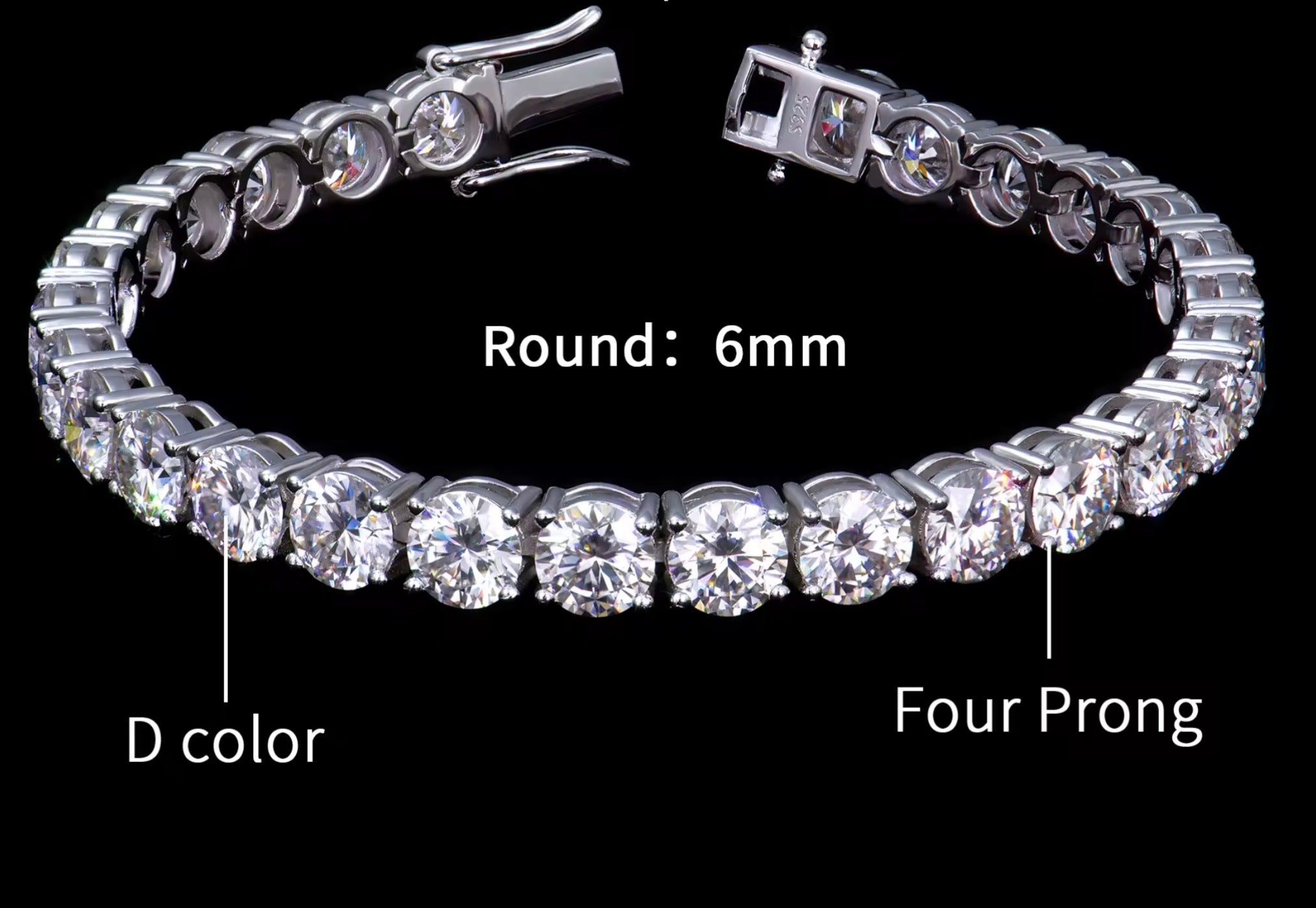 Moissanite Tennis Bracelet | 925 Sterling Silver | 2–6mm size stone