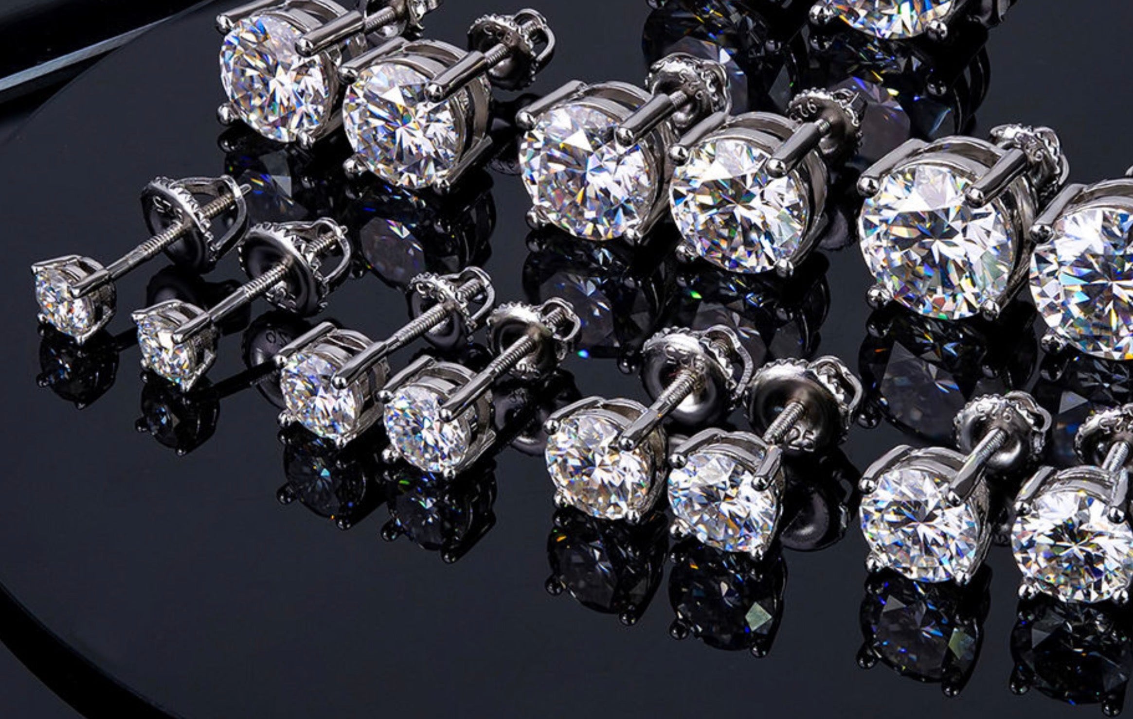 Round Moissanite Stud Earrings – 925 Sterling Silver