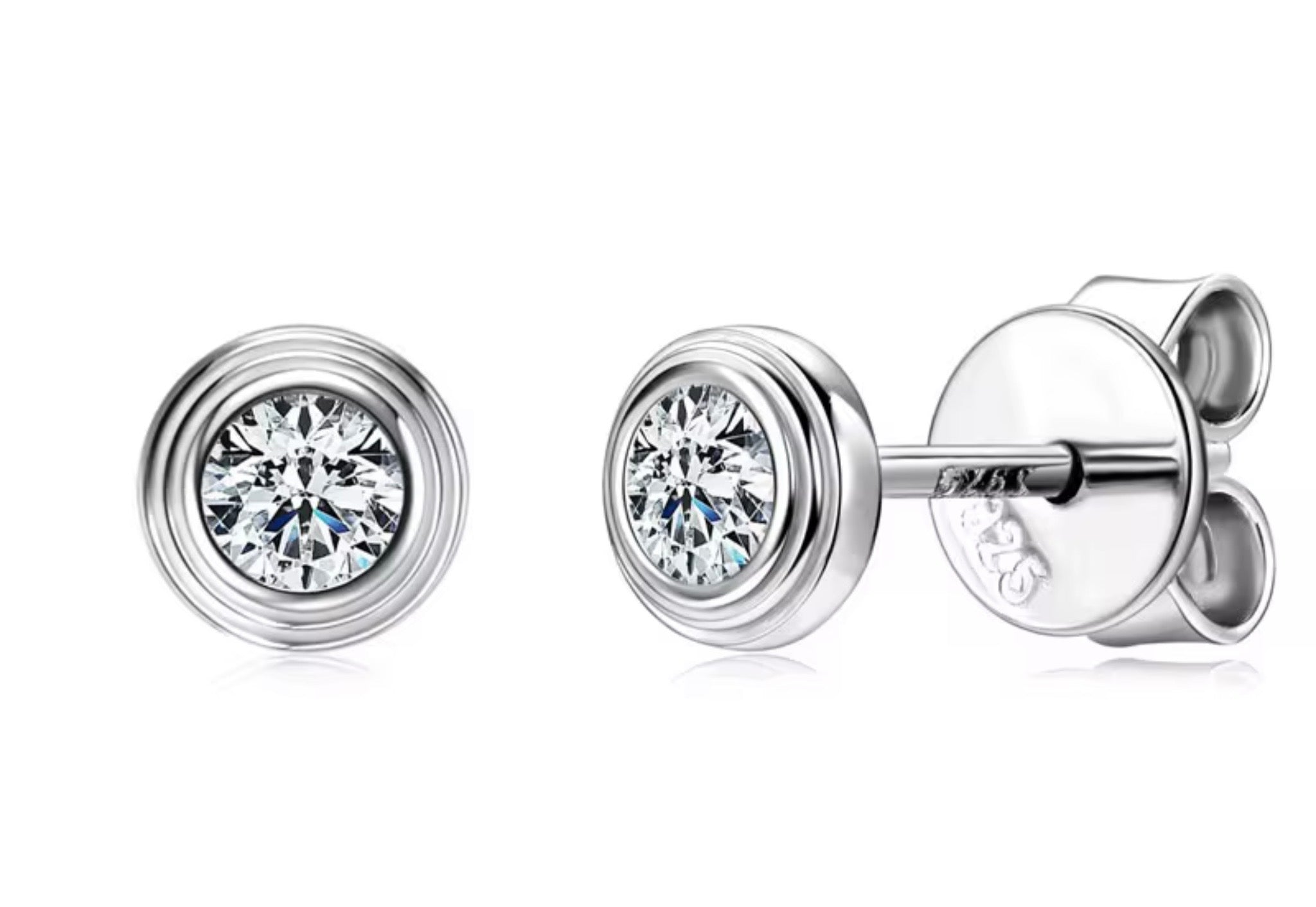 Moissanite Stud Earrings | VVS1 Round Brilliant Cut | 925 Silver | White, Yellow & Rose Gold