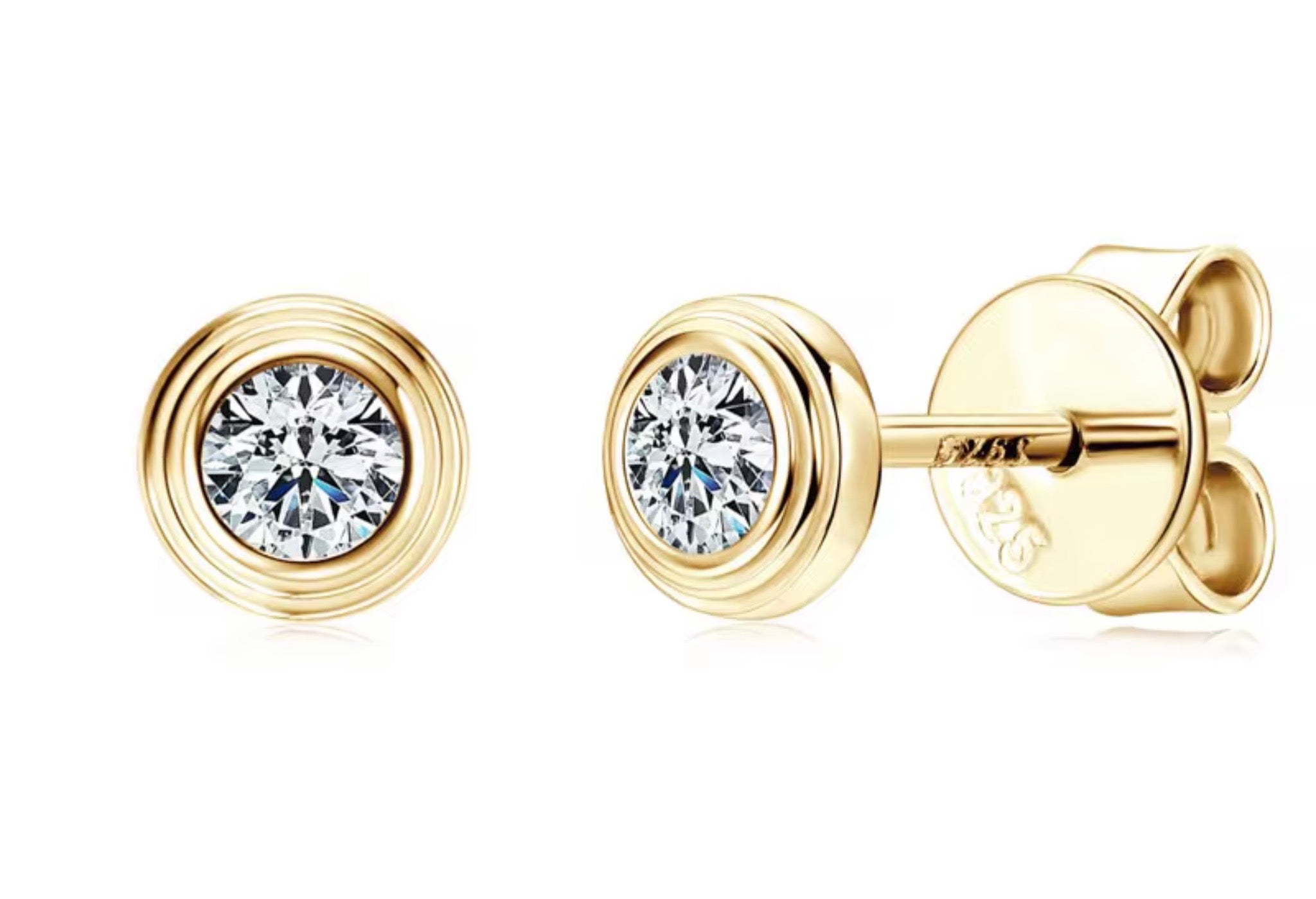 Moissanite Stud Earrings | VVS1 Round Brilliant Cut | 925 Silver | White, Yellow & Rose Gold