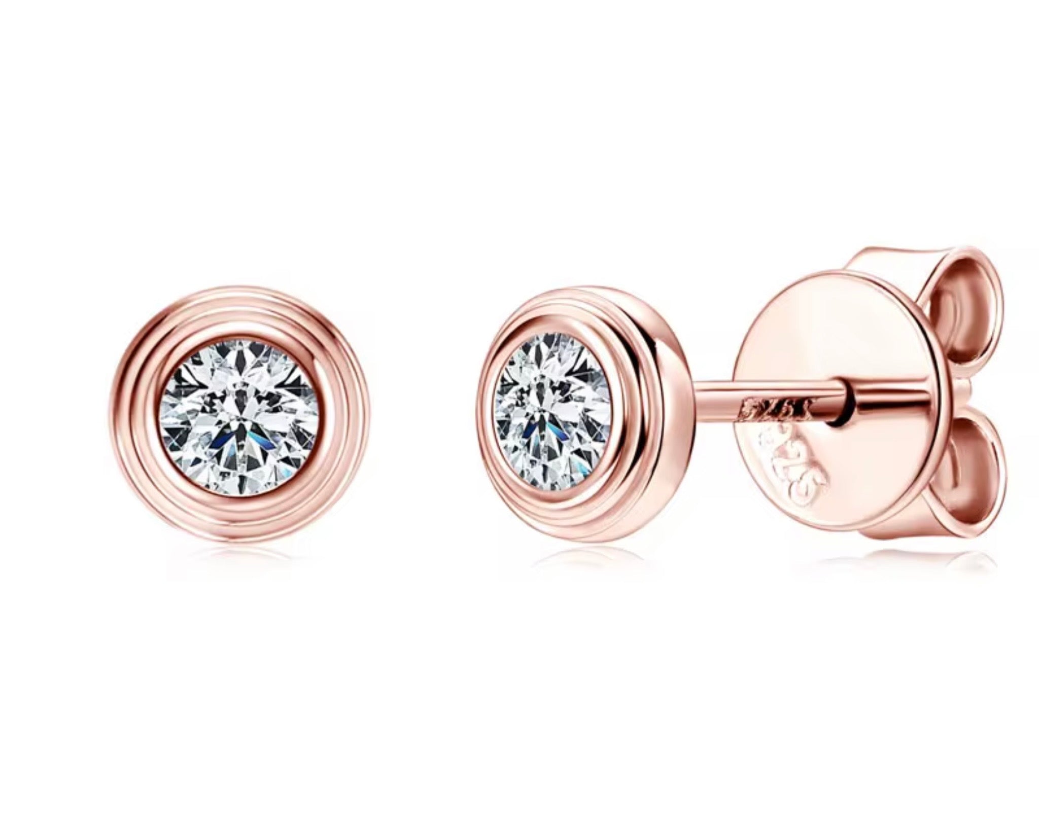 Moissanite Stud Earrings | VVS1 Round Brilliant Cut | 925 Silver | White, Yellow & Rose Gold