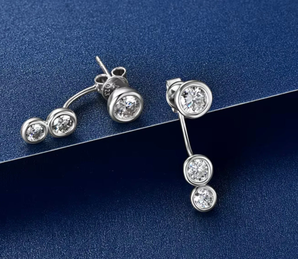 Moissanite Round Brilliant Stud Earrings | 2ct Total | 925 Sterling Silver