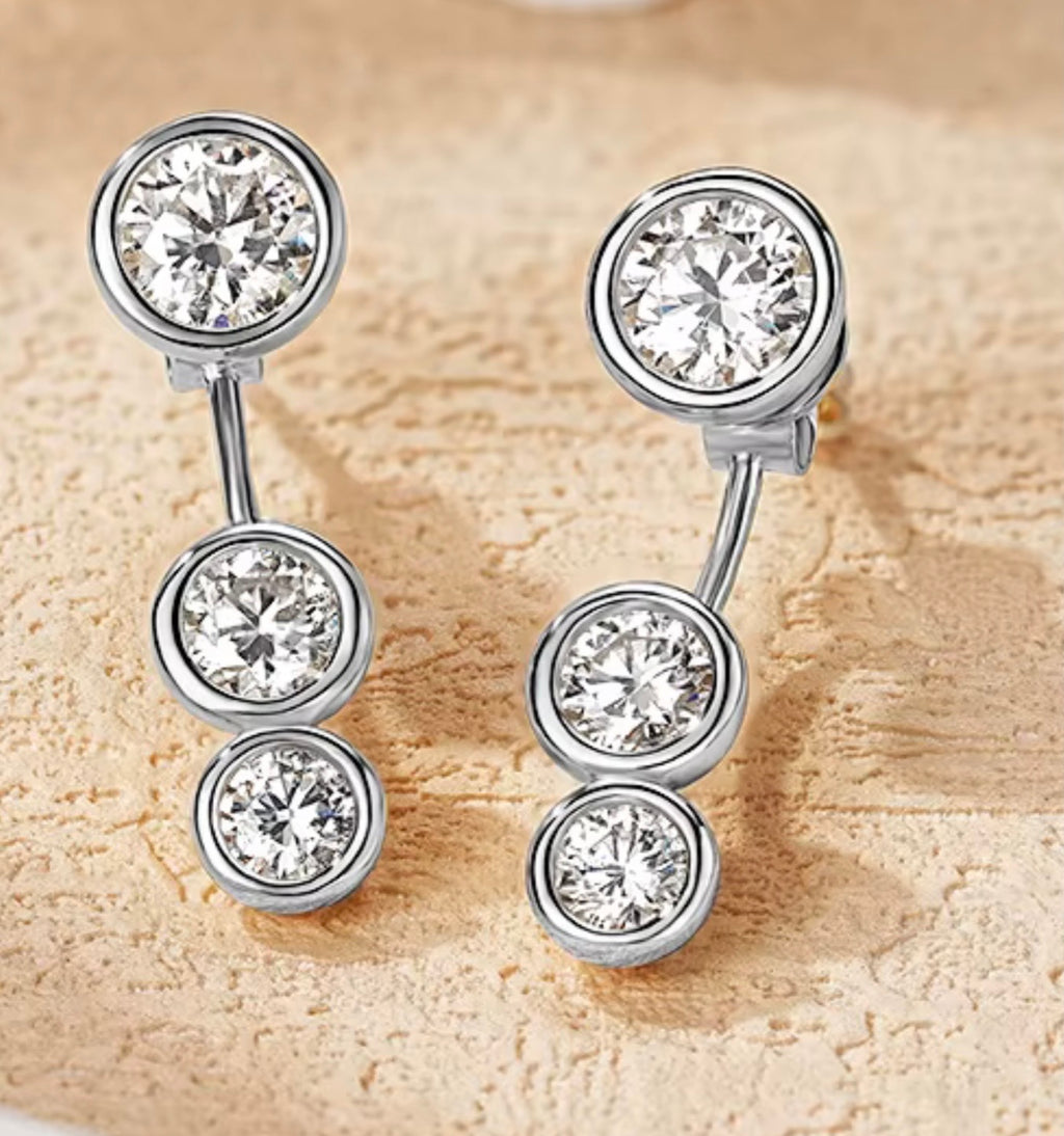 Moissanite Round Brilliant Stud Earrings | 2ct Total | 925 Sterling Silver