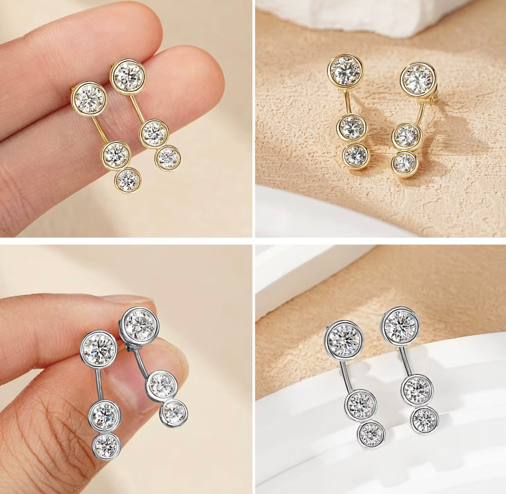 Moissanite Round Brilliant Stud Earrings | 2ct Total | 925 Sterling Silver