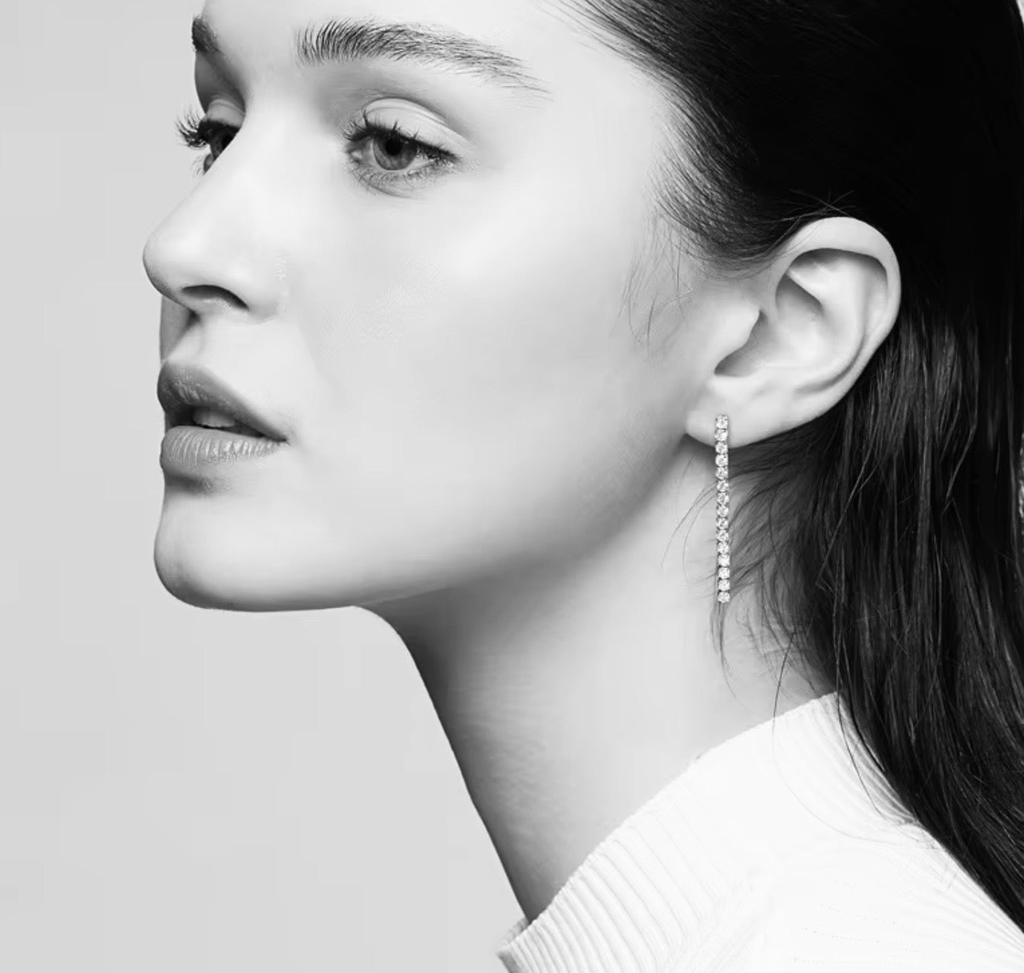 Moissanite Long Tassel Stud Earrings | 925 Sterling Silver | White & Yellow Gold