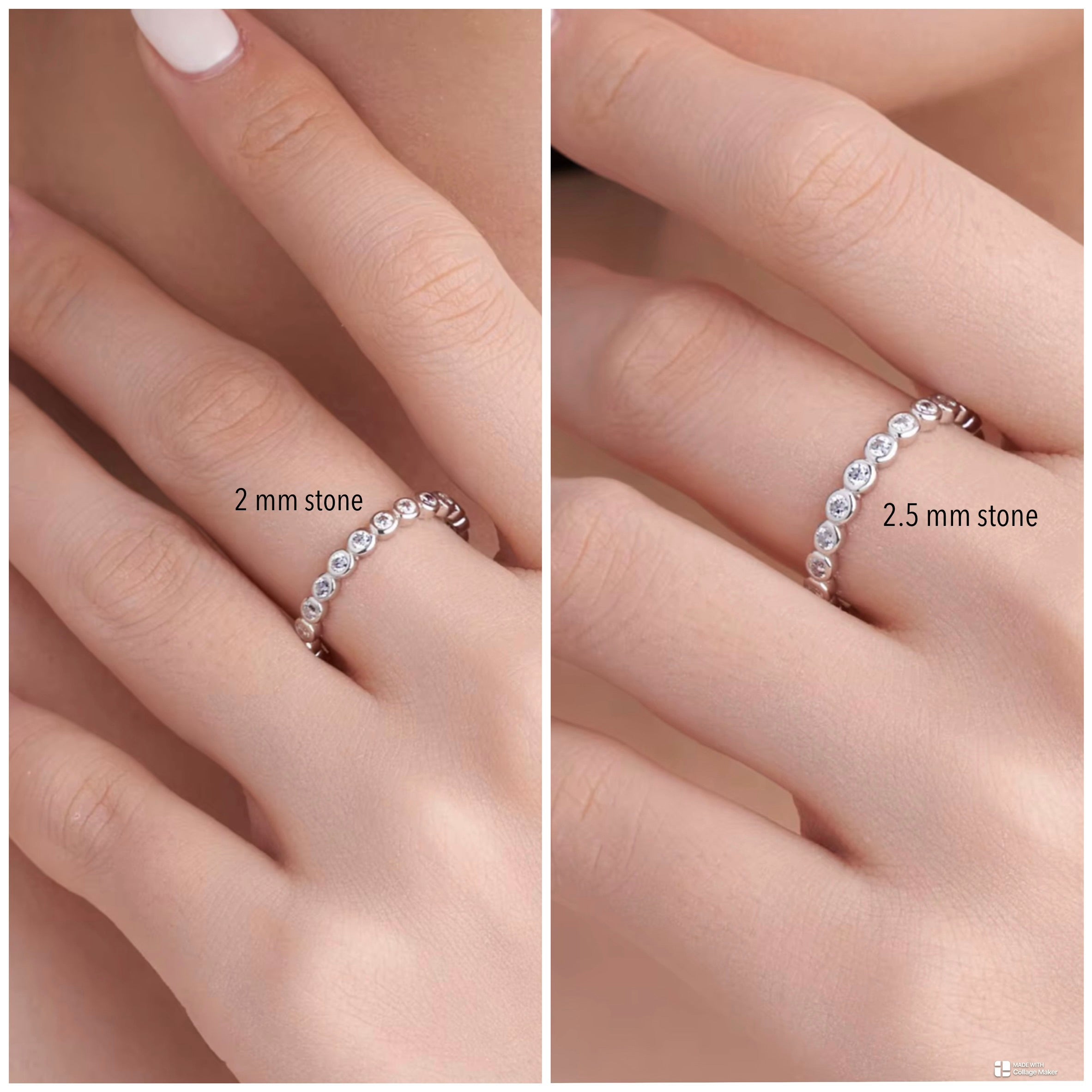 Moissanite Eternity Band Ring | 925 Sterling Silver |Rhodium Plating & Gold Plating