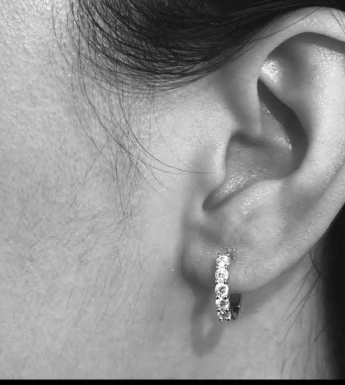 Moissanite Huggie Hoop Earrings | 925 Sterling Silver | VVS1 Round Brilliant Cut