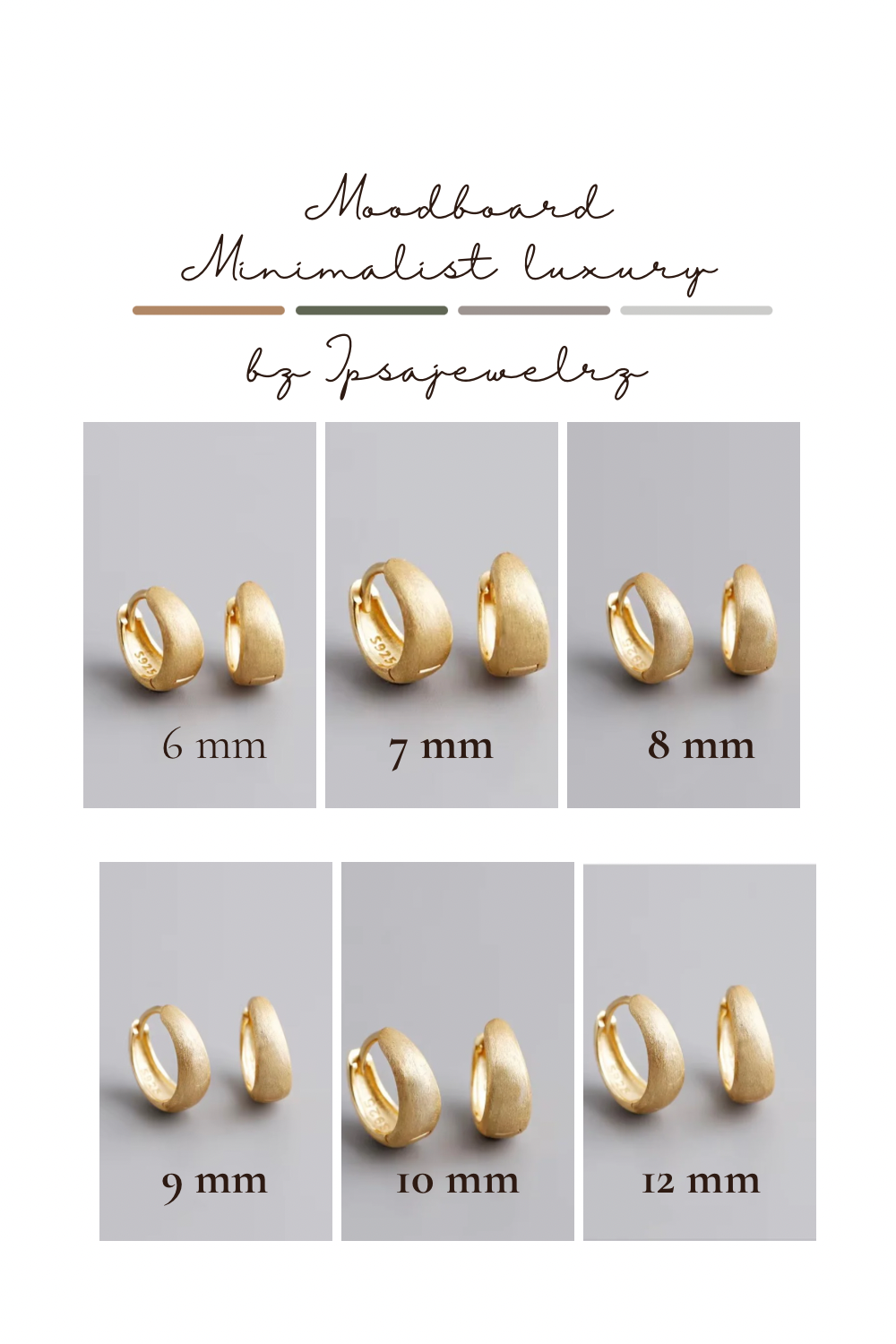 Minimalist Huggie Hoop Earrings in 925 Sterling Silver, 6mm to 12mm