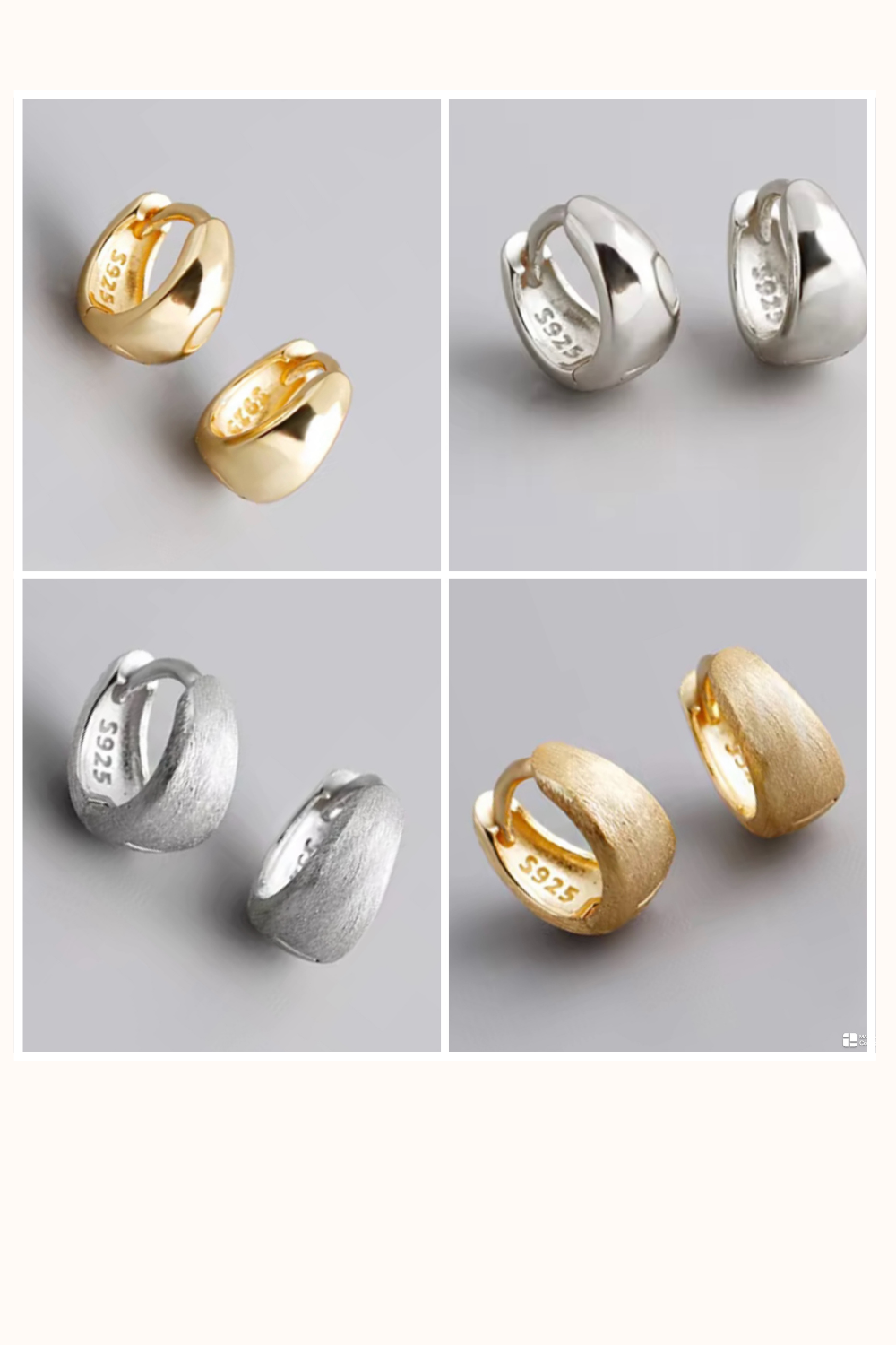 Minimalist Huggie Hoop Earrings in 925 Sterling Silver, 6mm to 12mm
