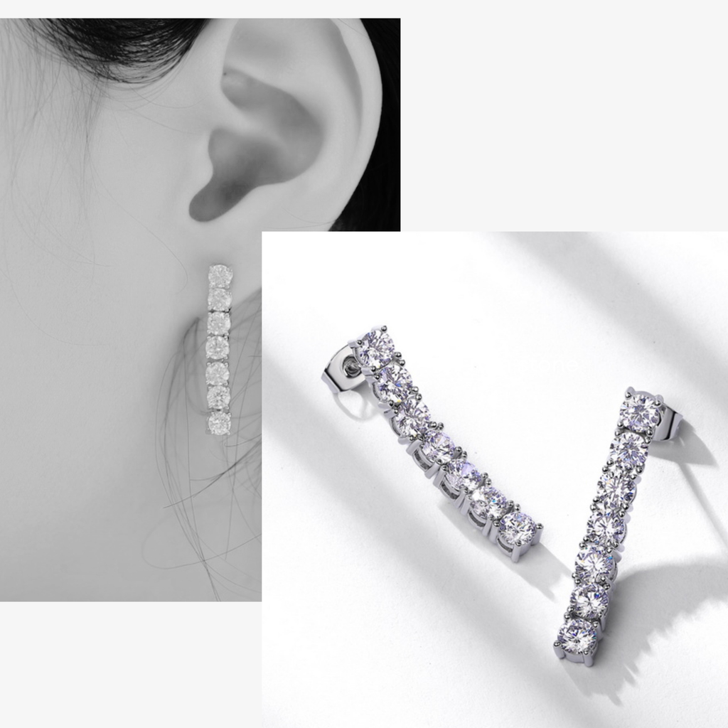 Moissanite Tennis Drop Earrings — 3.13ct VVS | 925 Silver
