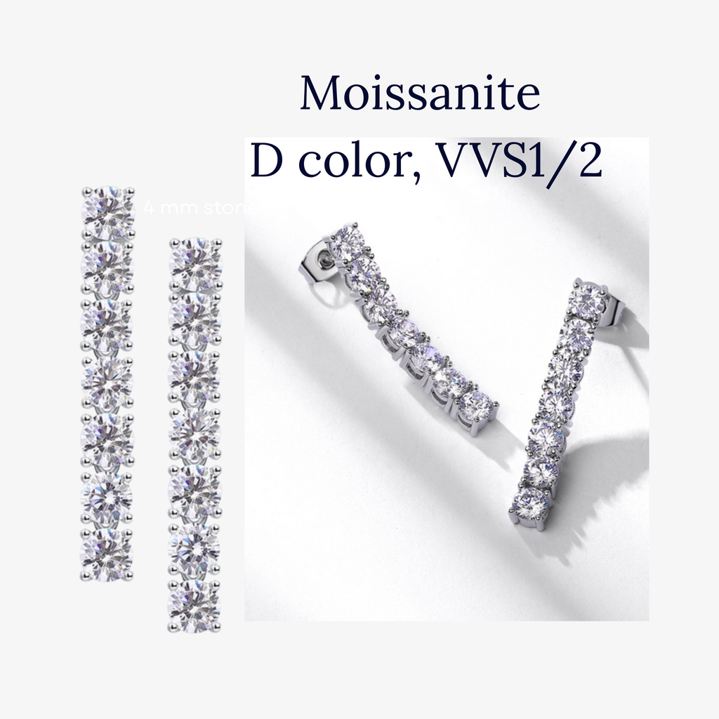 Moissanite Tennis Drop Earrings — 3.13ct VVS | 925 Silver