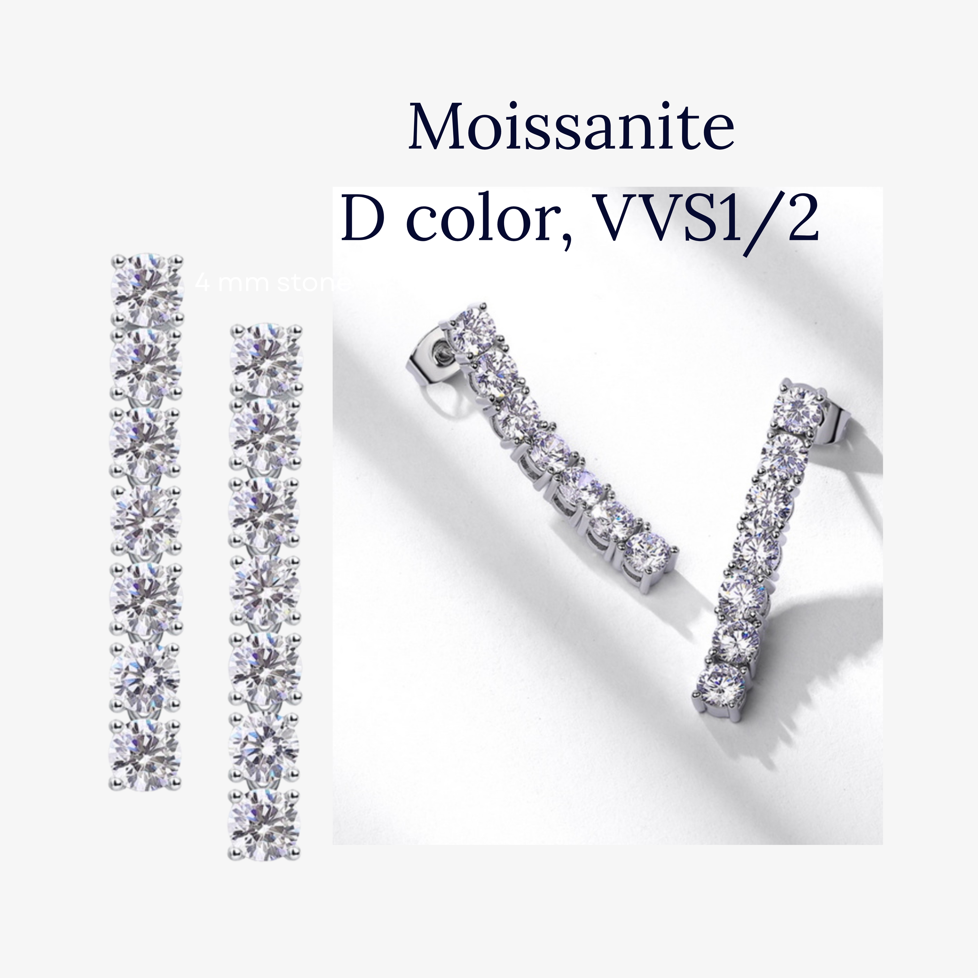 Moissanite Tennis Drop Earrings — 3.13ct VVS | 925 Silver