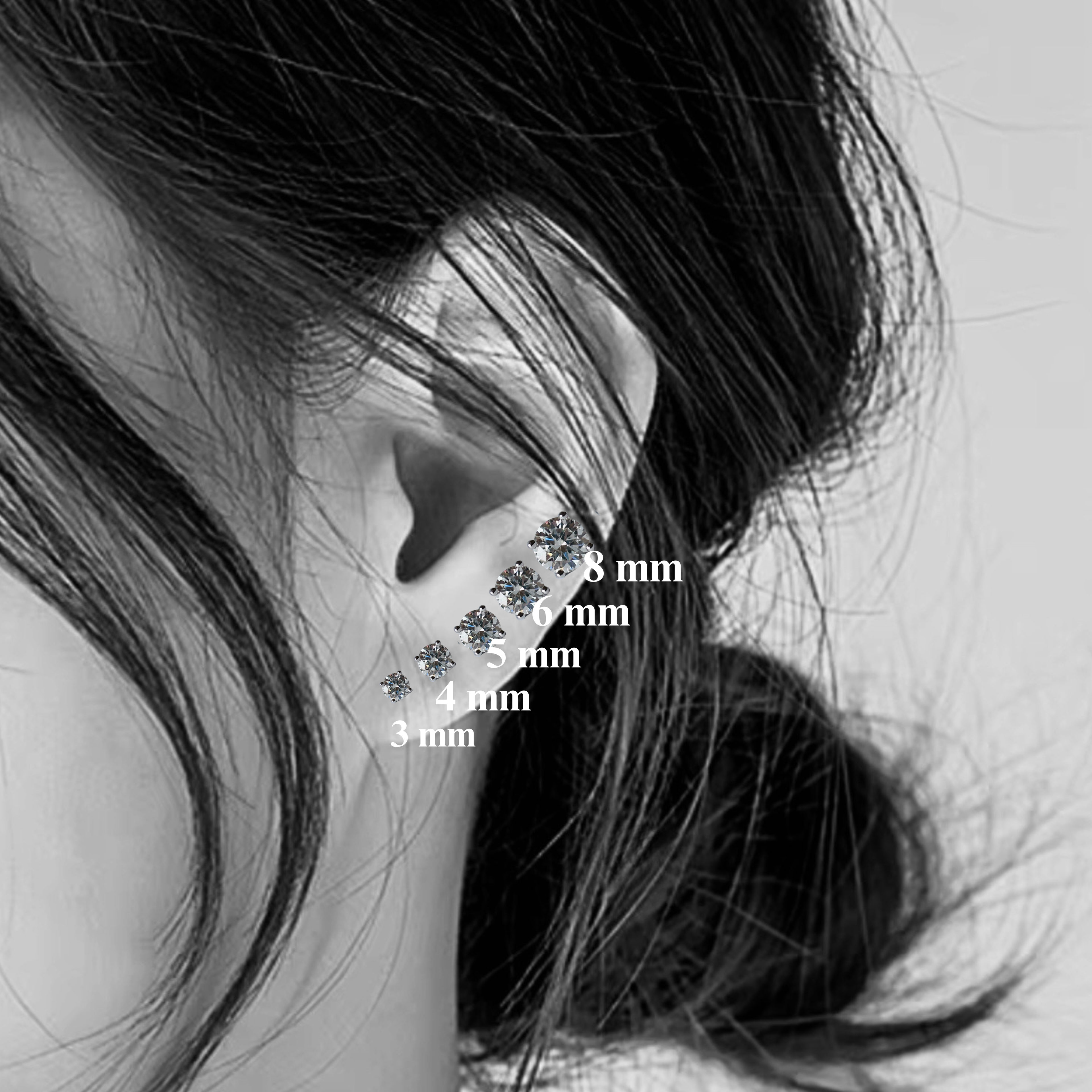 Moissanite Round Stud Earrings – 925 Sterling Silver, White Gold Plated.