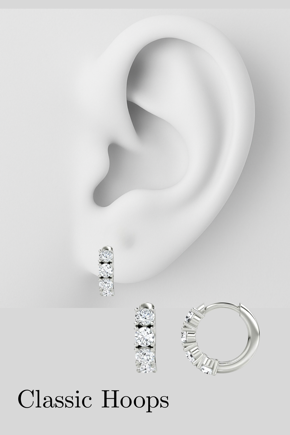 Moissanite Half Eternity Hoop Earrings | 925 Sterling Silver | 0.60ct Round Brilliant Cut