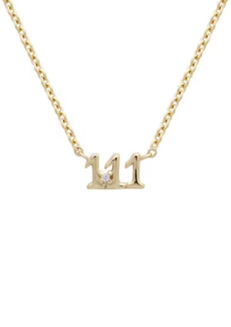 Angel Number Necklace with Charm - 111 333 444 777