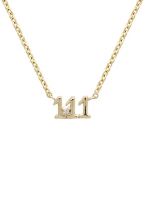 Angel Number Necklace with Charm - 111 333 444 777