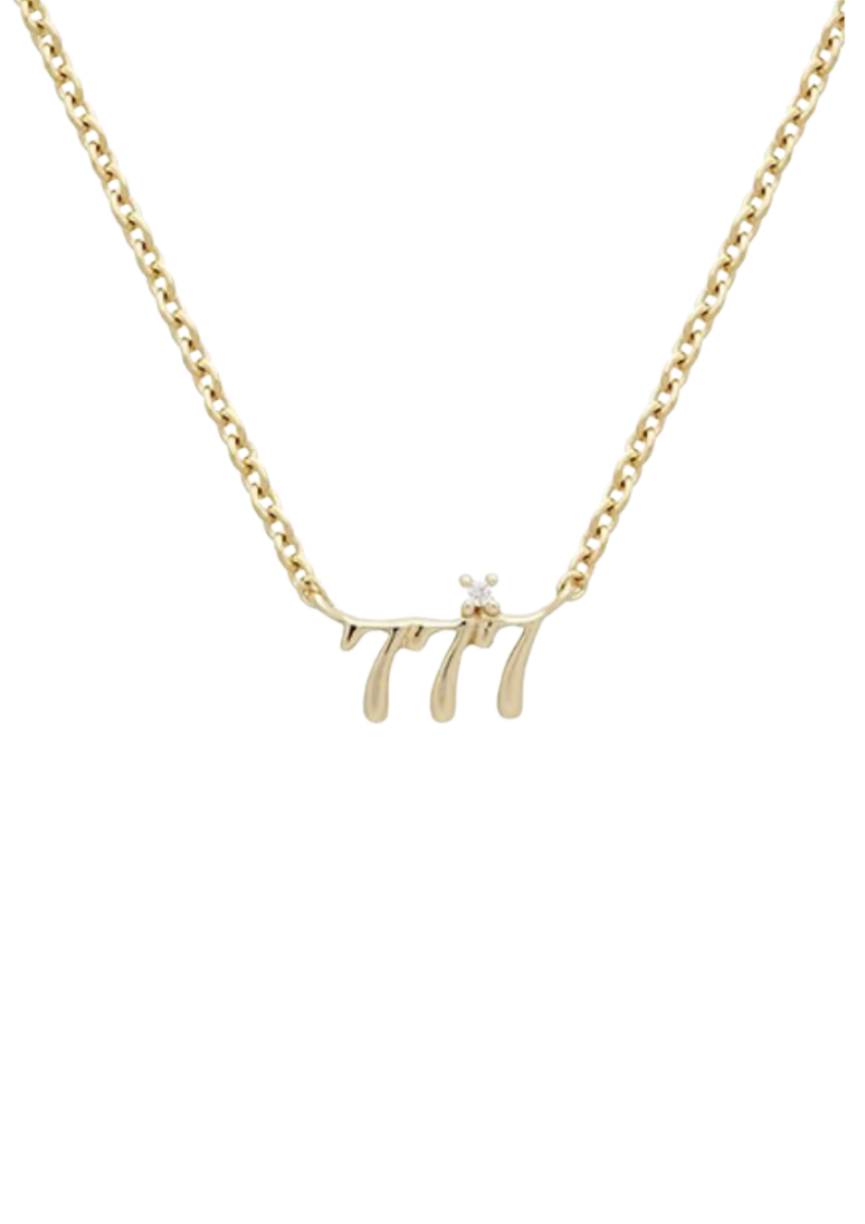 Angel Number Necklace with Charm - 111 333 444 777