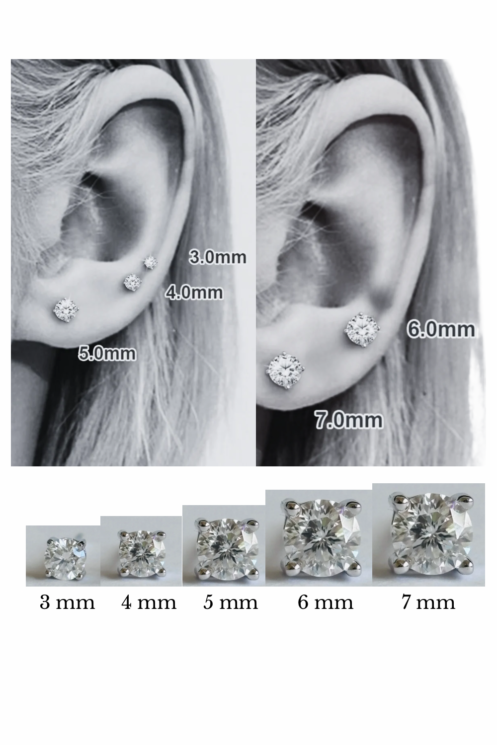 Moissanite Round Stud Earrings – 925 Sterling Silver, White Gold Plated.