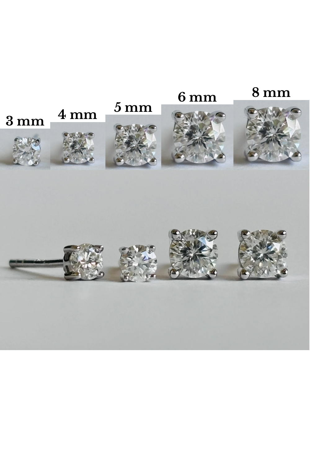 Moissanite Round Stud Earrings – 925 Sterling Silver, White Gold Plated.