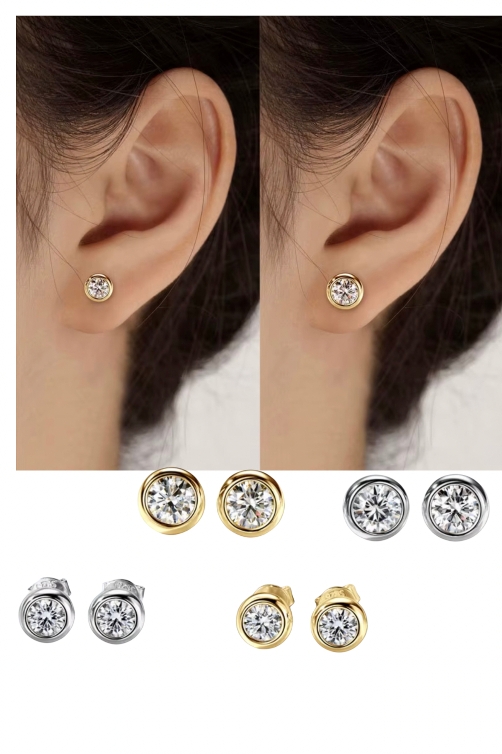 D Color VVS1 Moissanite Bubble Stud Earrings | 925 Sterling Silver | GRA Certified