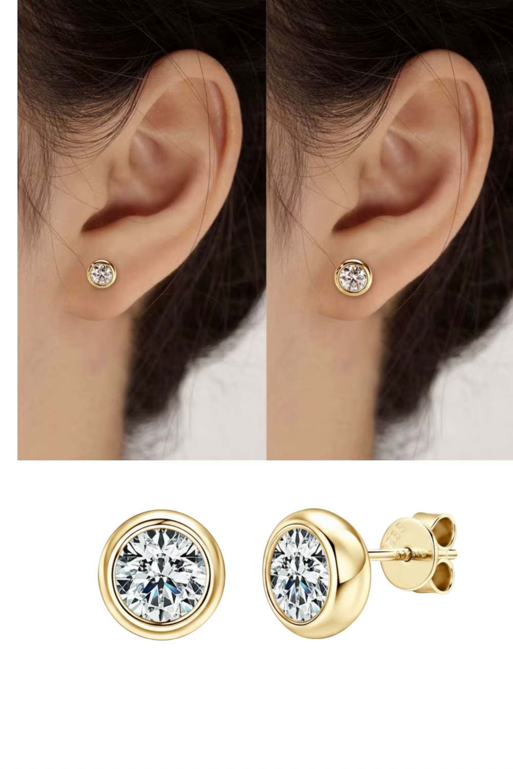 D Color VVS1 Moissanite Bubble Stud Earrings | 925 Sterling Silver | GRA Certified