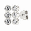 Three Stone Moissanite Stud Earrings | 925 Silver | Bezel Set