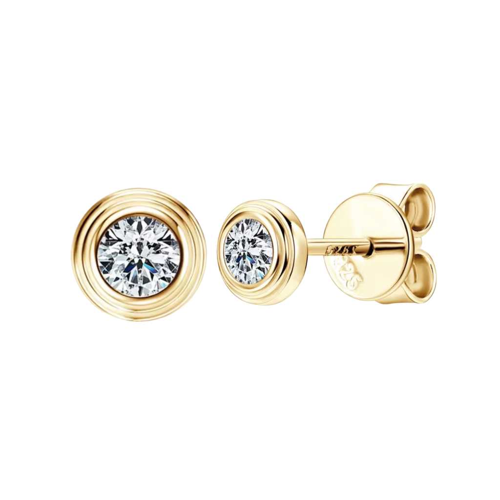 Moissanite Stud Earrings | VVS1 Round Brilliant Cut | 925 Silver | White, Yellow & Rose Gold